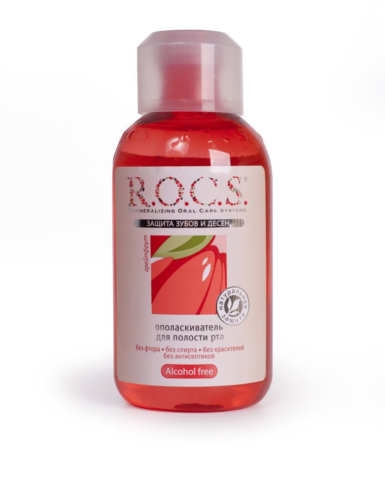 ROCS Ополаскиватель для полости рта Грейпфрут и мята, без фтора, раствор для полоскания полости рта