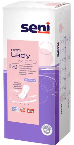 Seni Lady Micro прокладки урологические, 7 х 18 см, 60 мл, 20 шт.