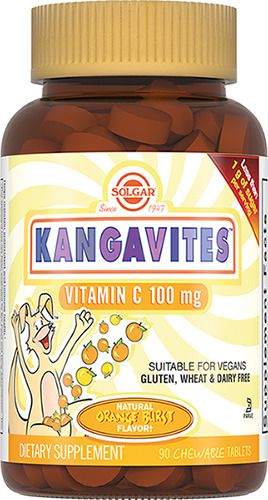 Solgar Кангавитес с витамином С, 100 мг, таблетки жевательные для детей, со вкусом апельсина, 90 шт