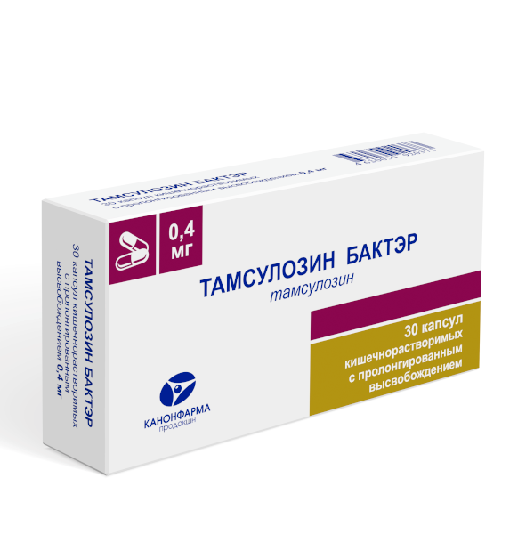 Тамсулозин Бактэр, 0.4 мг, капсулы кишечнорастворимые с пролонгированным высвобождением, 30 шт.
