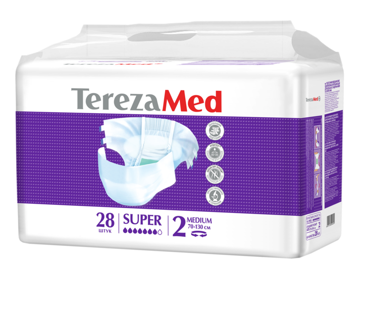 TerezaMed Super подгузники для взрослых ночные, Medium M (2), 70-130 см, 28 шт.