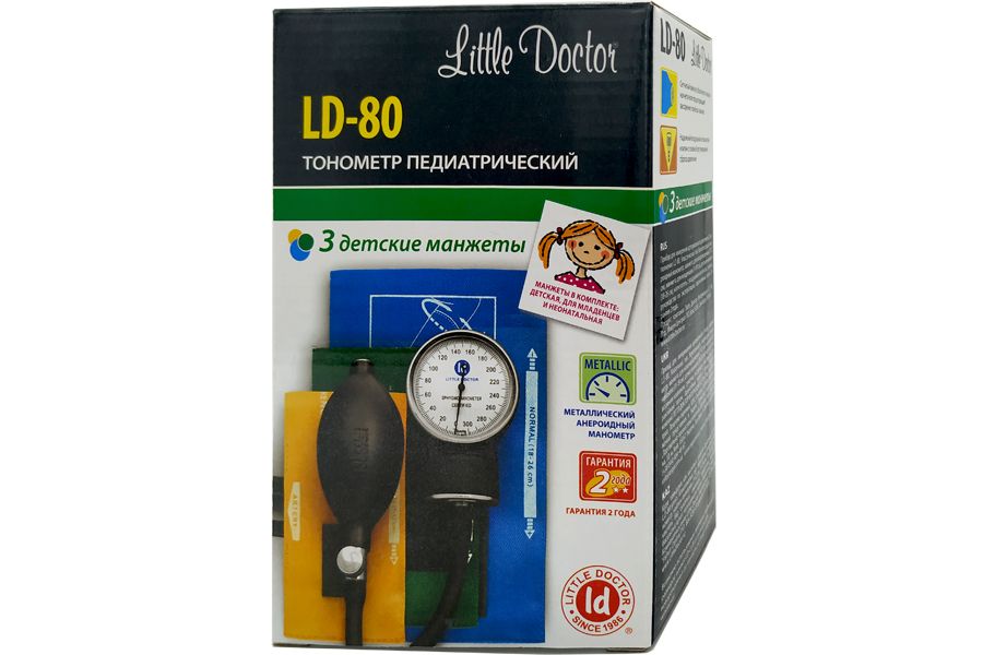 Тонометр механический Little Doctor LD-80 педиатрический, манжеты: 7-12см, 11-19см, 18-26см, 3 детс