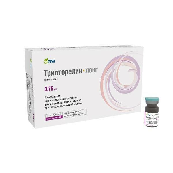Трипторелин-лонг, 3.75 мг, лиофилизат для приготовления суспензии для внутримышечного введения с пр