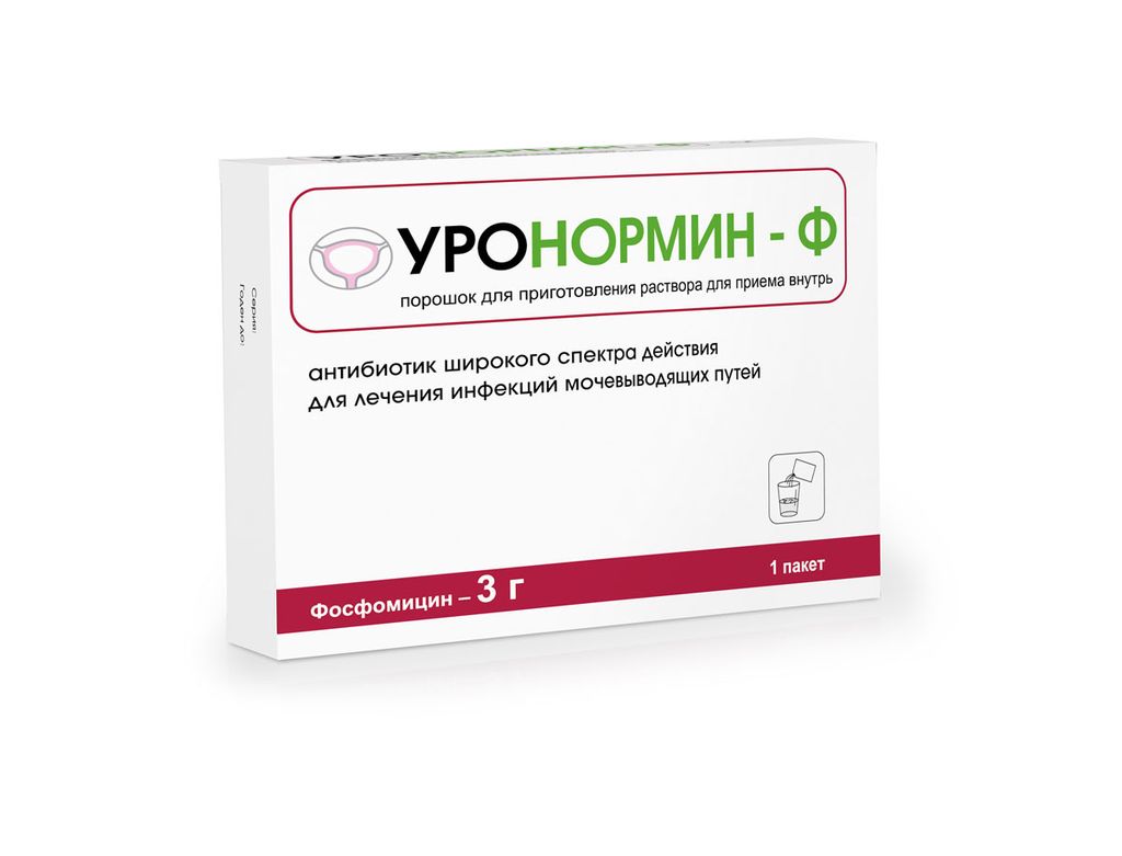 Уронормин-Ф, 3 г, порошок для приготовления раствора для приема внутрь, 1 шт.