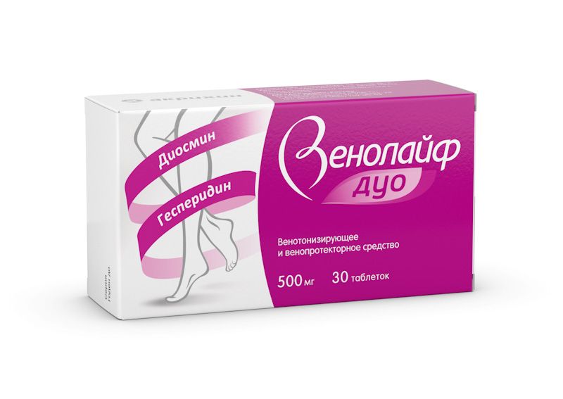 Венолайф Дуо, 500 мг, таблетки, покрытые пленочной оболочкой, 30 шт.