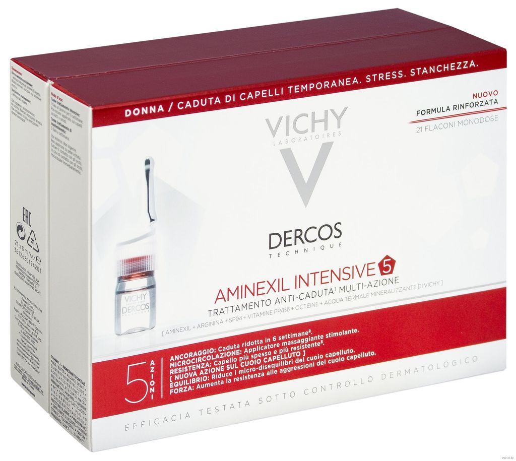 Vichy Dercos Aminexil Intensiv 5 средство против выпадения волос для женщин, женские, 42 шт.