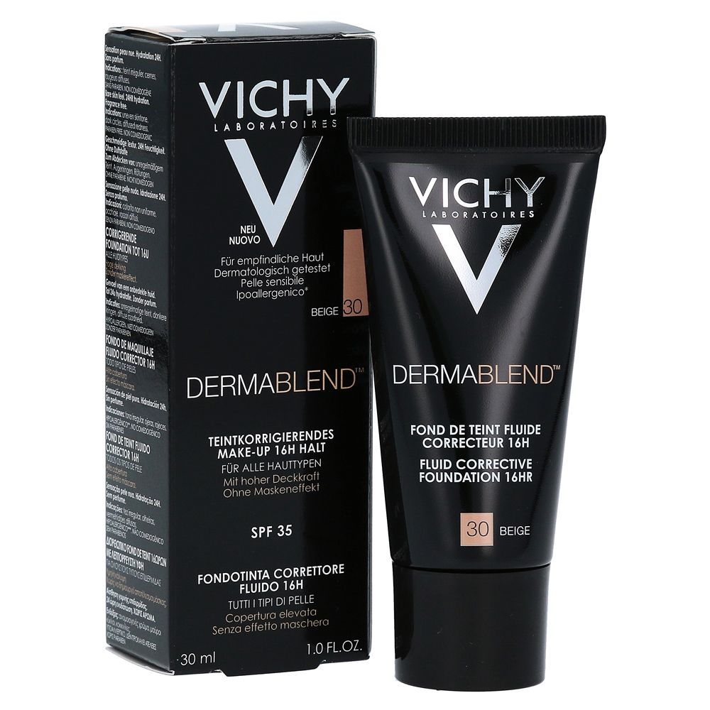 Vichy Dermablend флюид тональный корректирующий тон 30, крем для лица, тон 30, 30 мл, 1 шт.