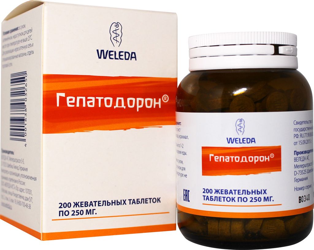 Weleda Гепатодорон таблетки жевательные, 250 мг, таблетки жевательные, 200 шт.
