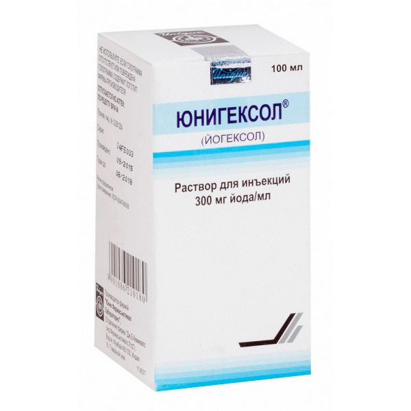 Юнигексол, 300 мг йода/мл, раствор для инъекций, 100 мл, 1 шт.